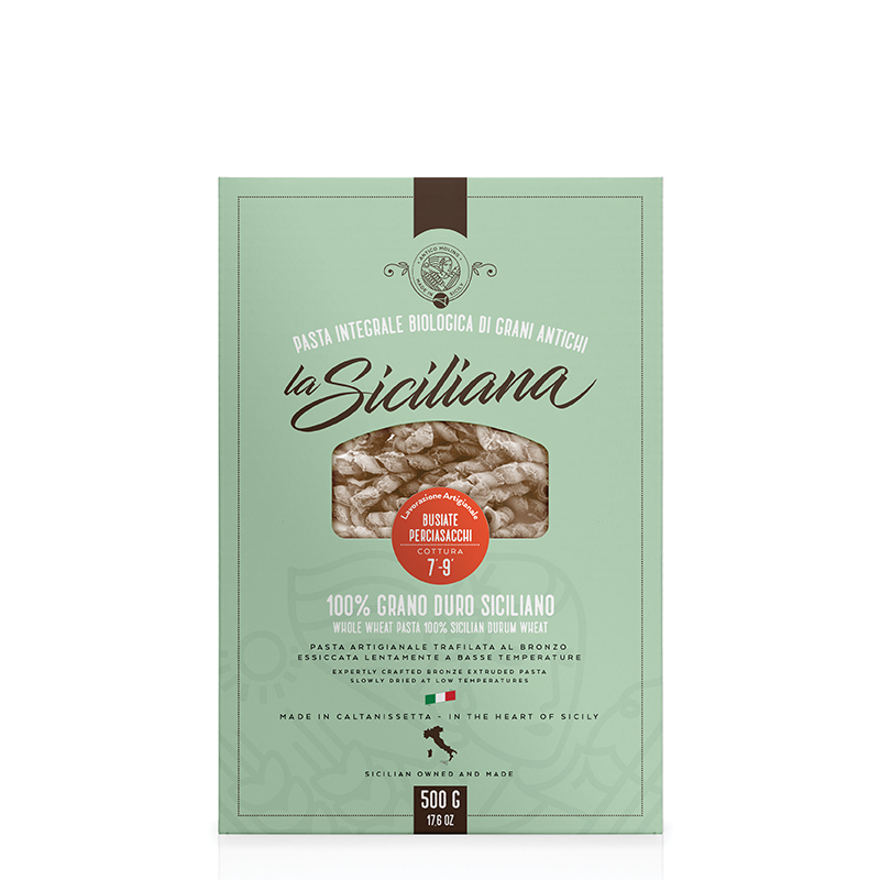 Perciasacchi Pasta Integrale Biologica di Semolato Integrale di Antico Grano Duro Siciliano